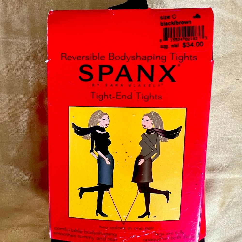 Spanx reversible body shaping tights black/brown size C